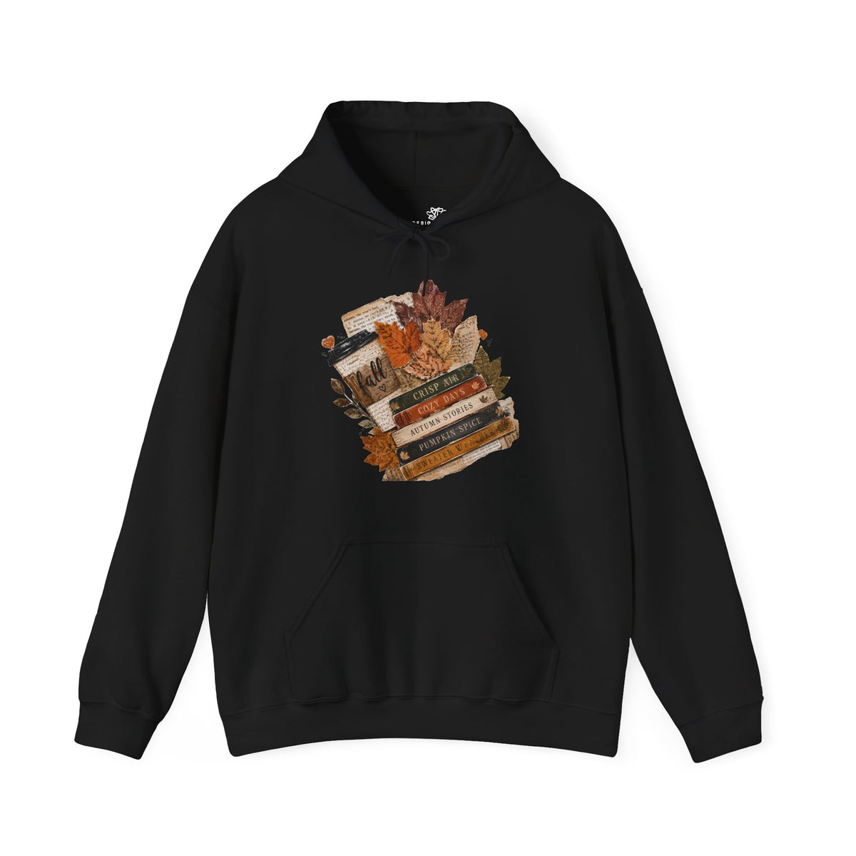 Autumn Bookstack — Cozy Fall Hoodie (Leaves & ‘Read More Books’ Design)