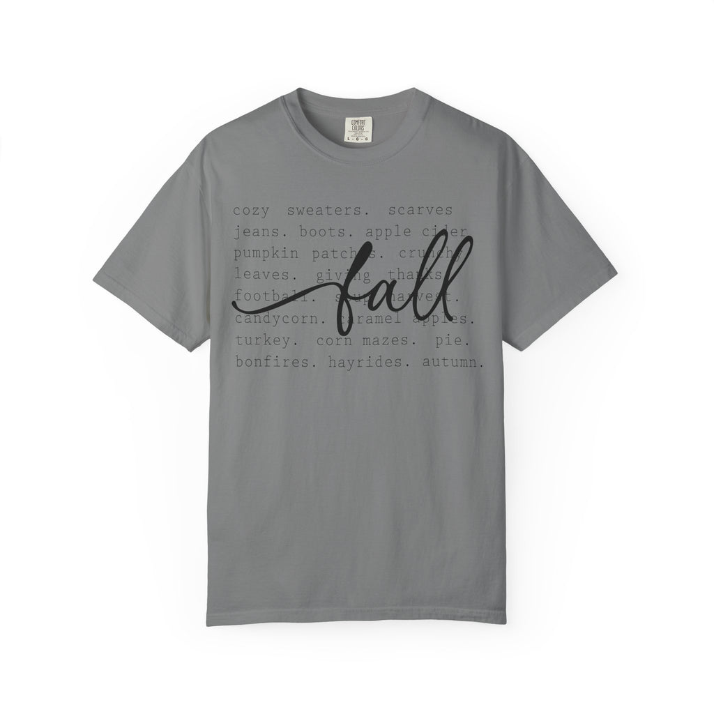 Fall Comfort Colors Graphic T-Shirt — Casual Script Autumn Tee