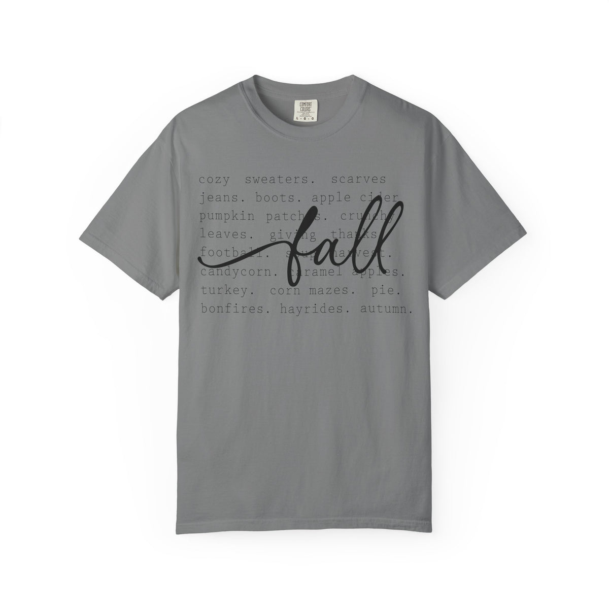 Fall Comfort Colors Graphic T-Shirt — Casual Script Autumn Tee