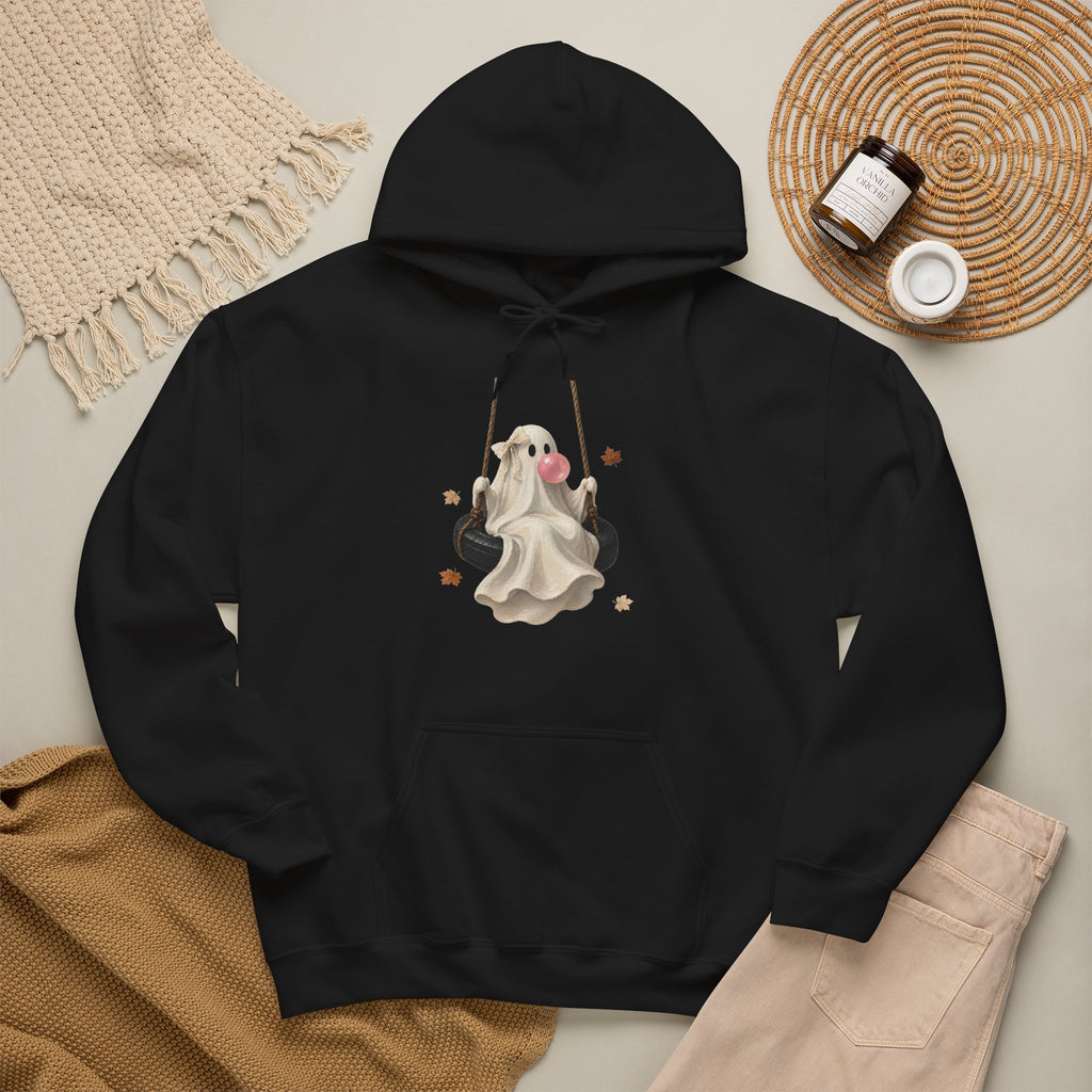 Cute Bubblegum Ghost on a Swing - Halloween Hoodie