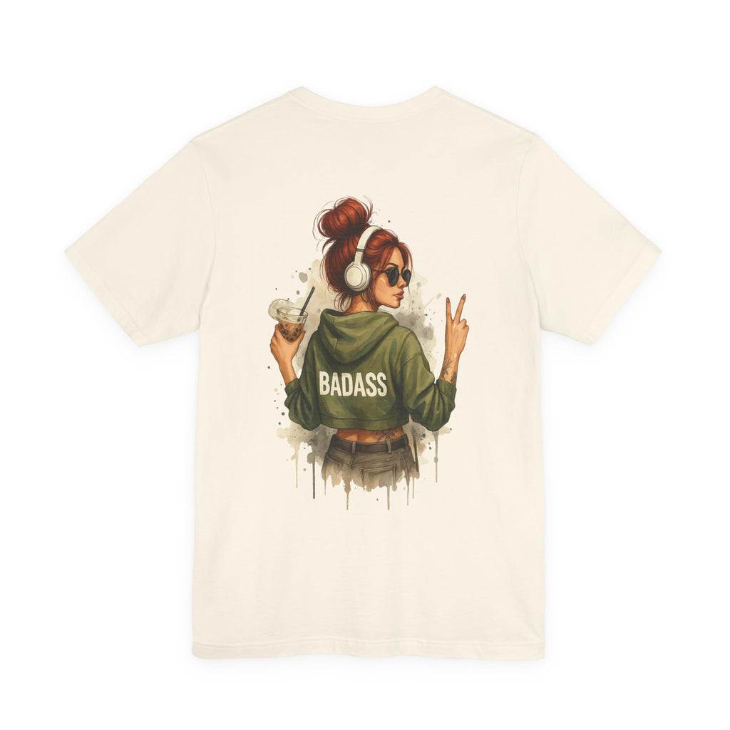Badass Girl Graphic Tee — Peace Sign Back Print