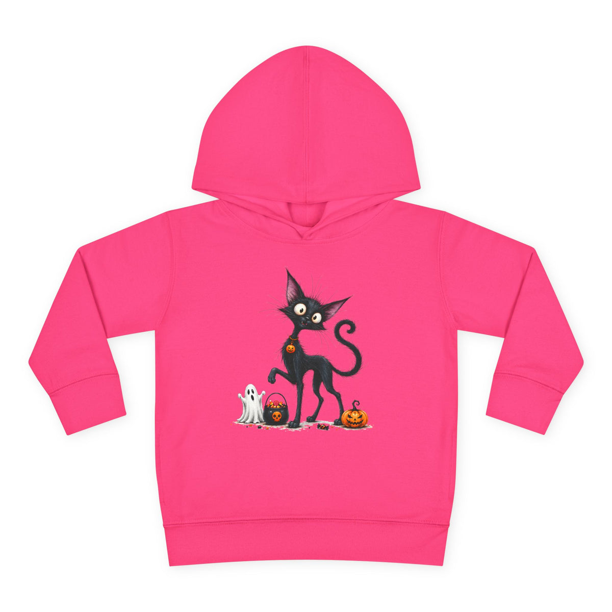 Toddler Halloween Cat Hoodie – Cute Black Kitty with Pumpkins Pullover