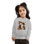 Kids Halloween Custom Initial Sweatshirt — Patchwork Pumpkin Witch Hat Design