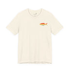 Fish Icon Tee — Small Rainbow Fish Chest Graphic T-Shirt