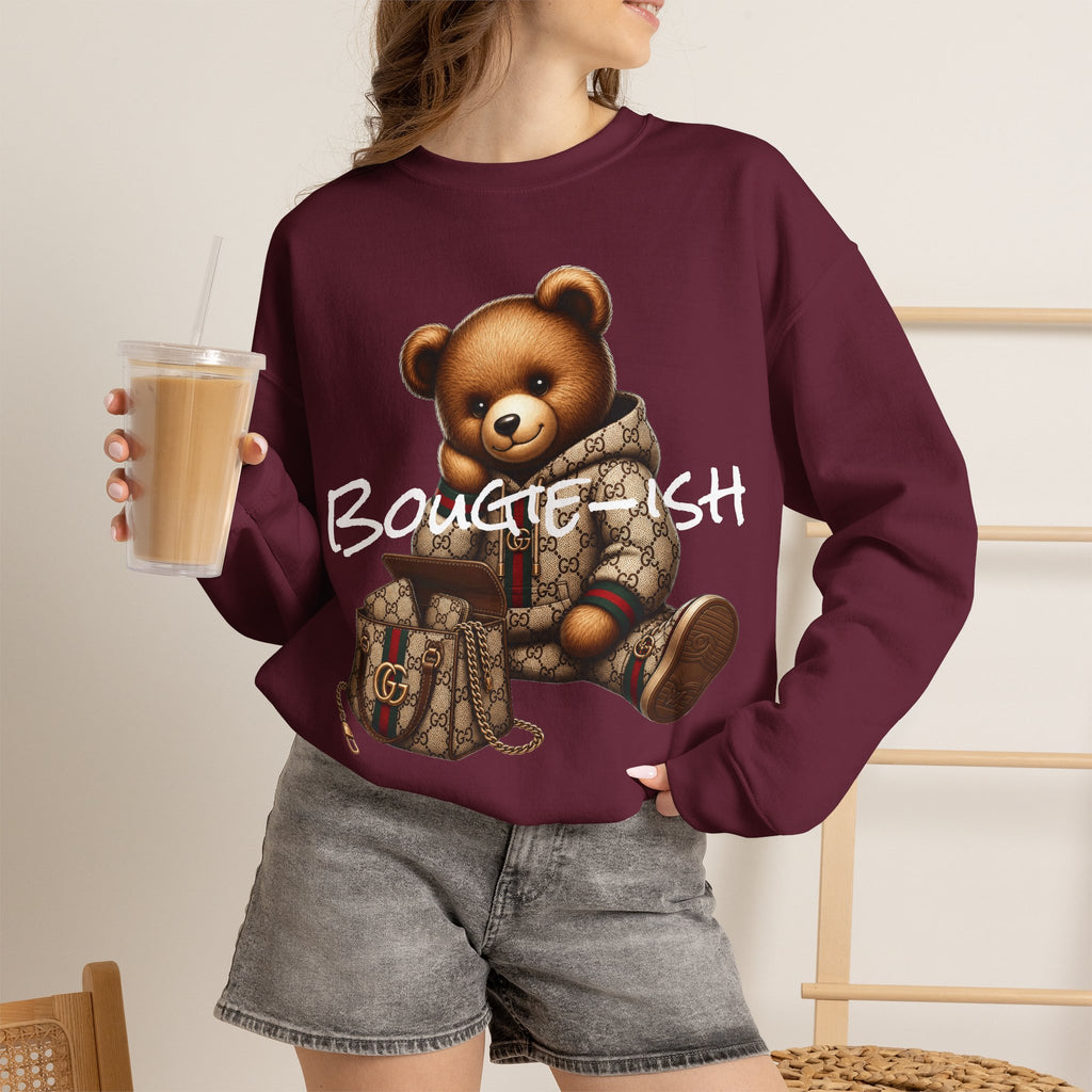 Cute Luxury Bear Bougie-ish Graphic - Pullover Sweatshirt
