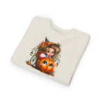 Toddler Sweatshirt — Cute Halloween Pumpkin Witch Girl Fall Crewneck