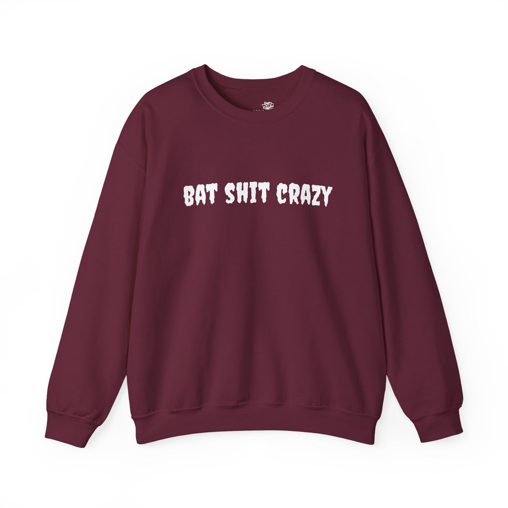 Bat Shit Crazy Text - Cozy Pullover Sweatshirt