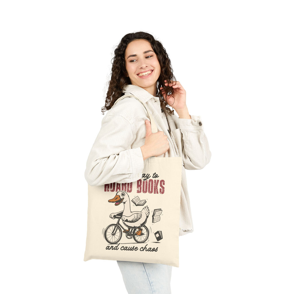 Tote Bag — “On My Way to Hoard Books and Cause Chaos” Literary Book Lover Tote