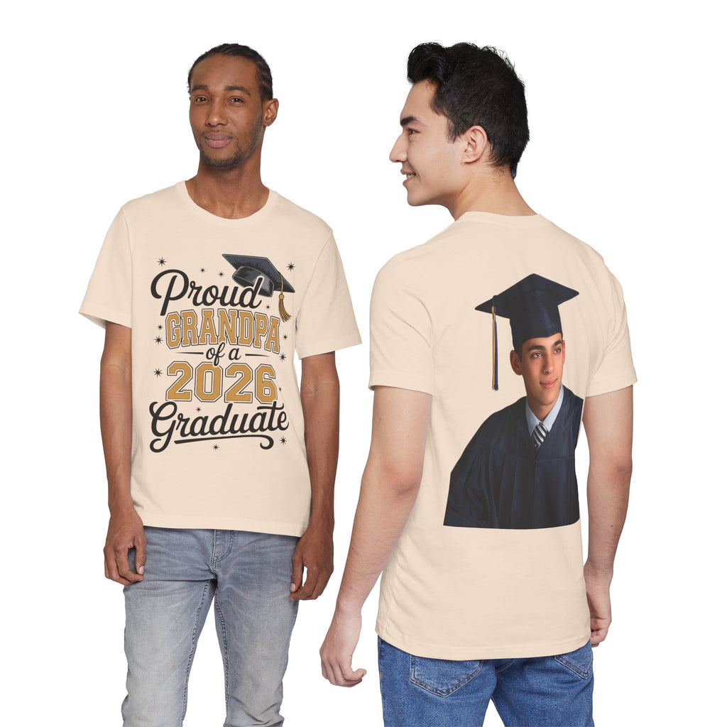 Proud Grandpa of a 2026 Graduate FRONT & BACK upload photo T-Shirt