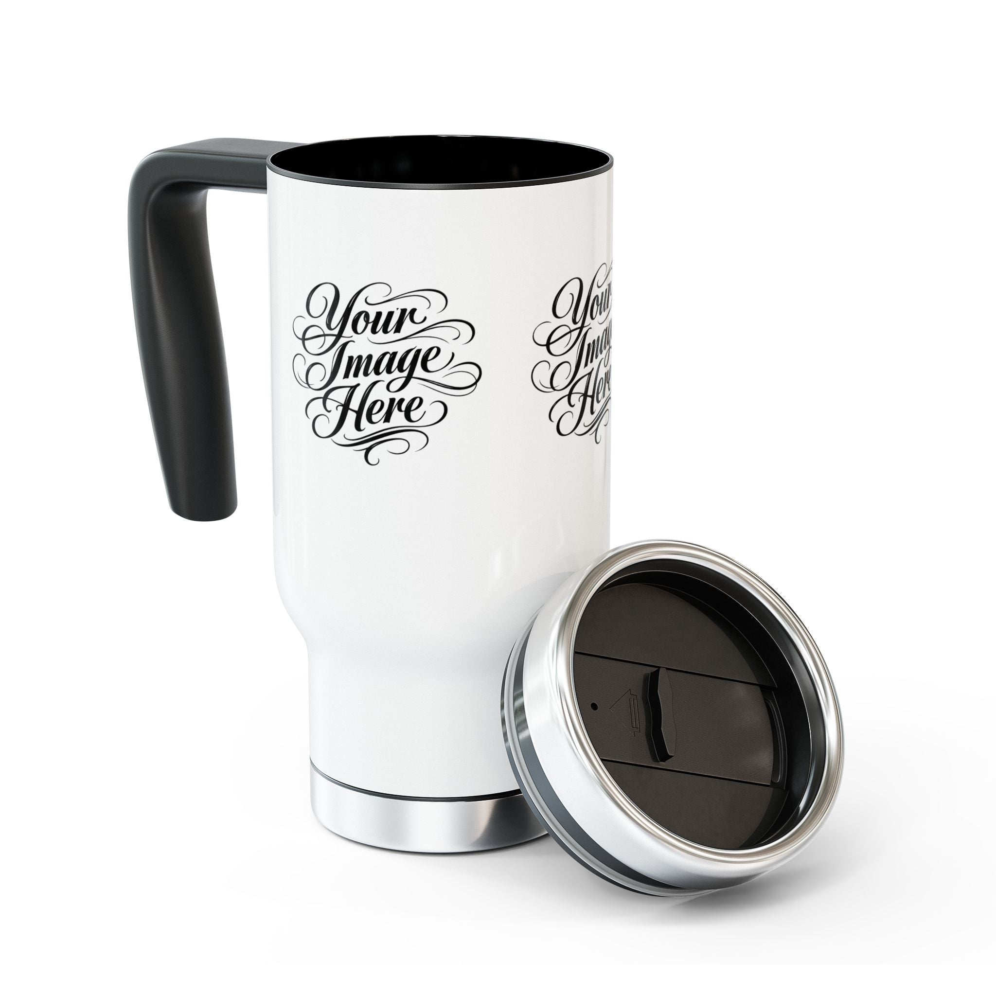 Custom Photo Travel Mug — Upload Your Image | 14oz Stainless Steel with Handle