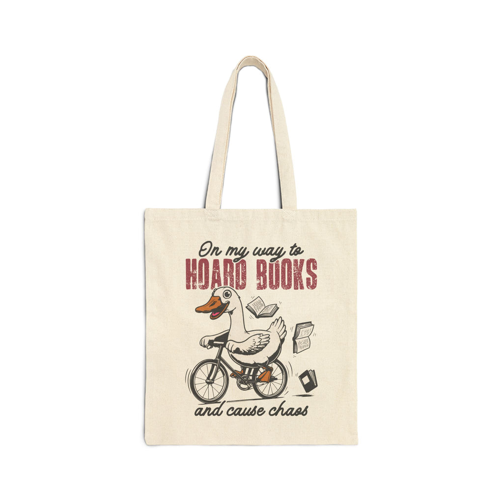 Tote Bag — “On My Way to Hoard Books and Cause Chaos” Literary Book Lover Tote