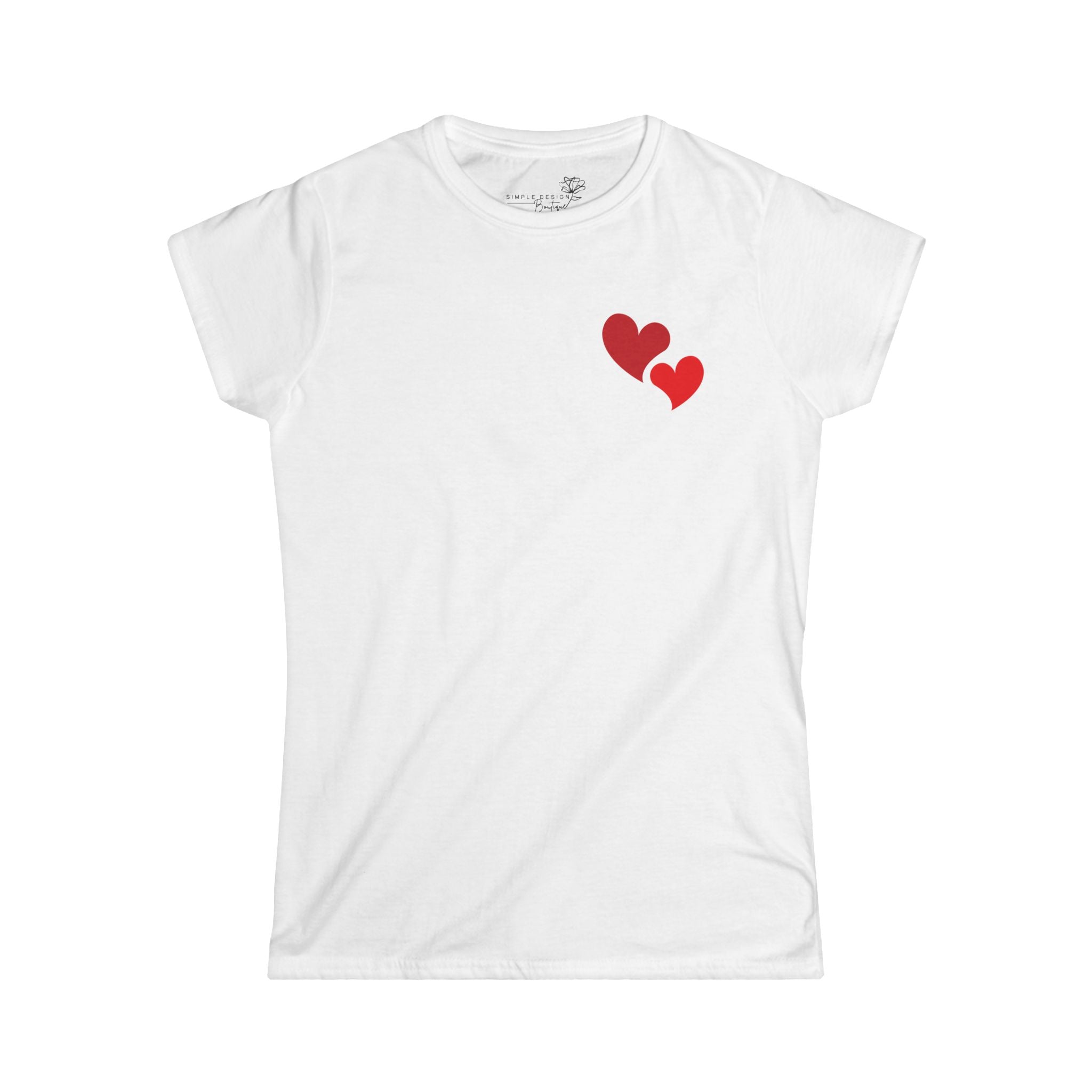 Heart Pocket Tee — Women's Minimal Red Hearts Casual Graphic Tee
