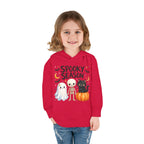 Toddler Hoodie — "Spooky Season" Cute Ghost, Skeleton & Black Cat Halloween Pullover