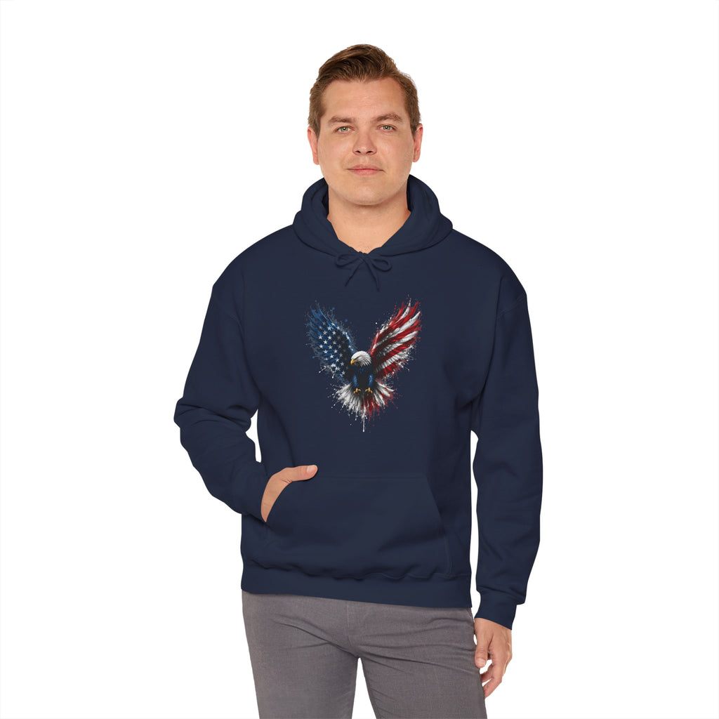 Patriotic American Flag Bald Eagle Graphic - Cozy Hoodie