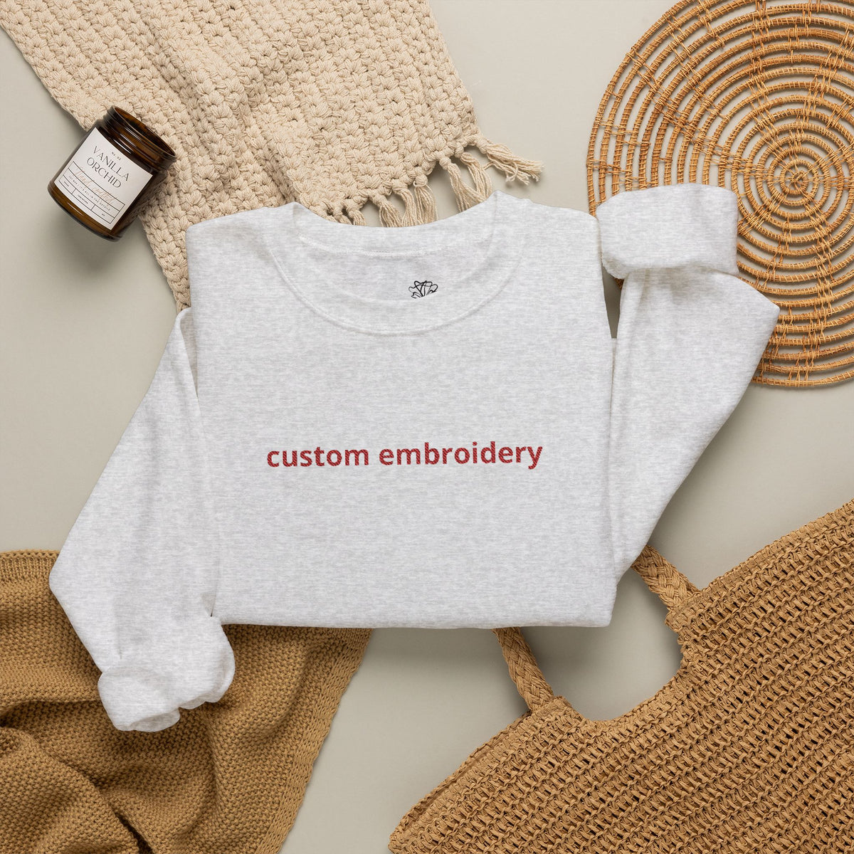 EMBROIDERED Custom Name, Quote, Date - (Light Colors/Shades) Pullover Sweatshirts