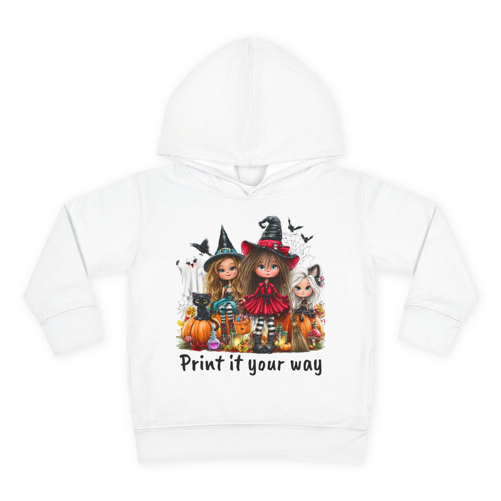 Toddler Hoodie — Cute Halloween Witch Girls Pumpkin Design - CAN CUSTOMIZE IMAGE AND/OR TEXT