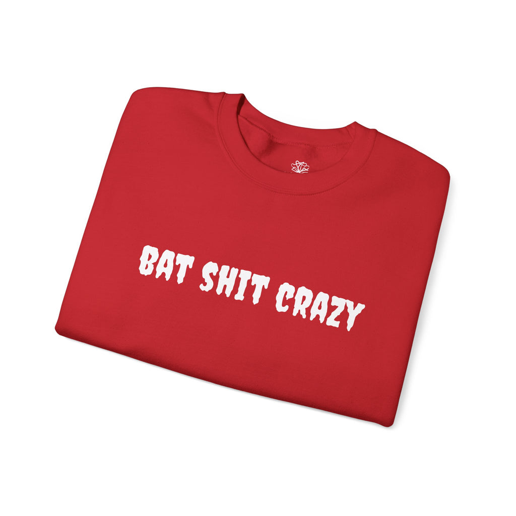 Bat Shit Crazy Text - Cozy Pullover Sweatshirt