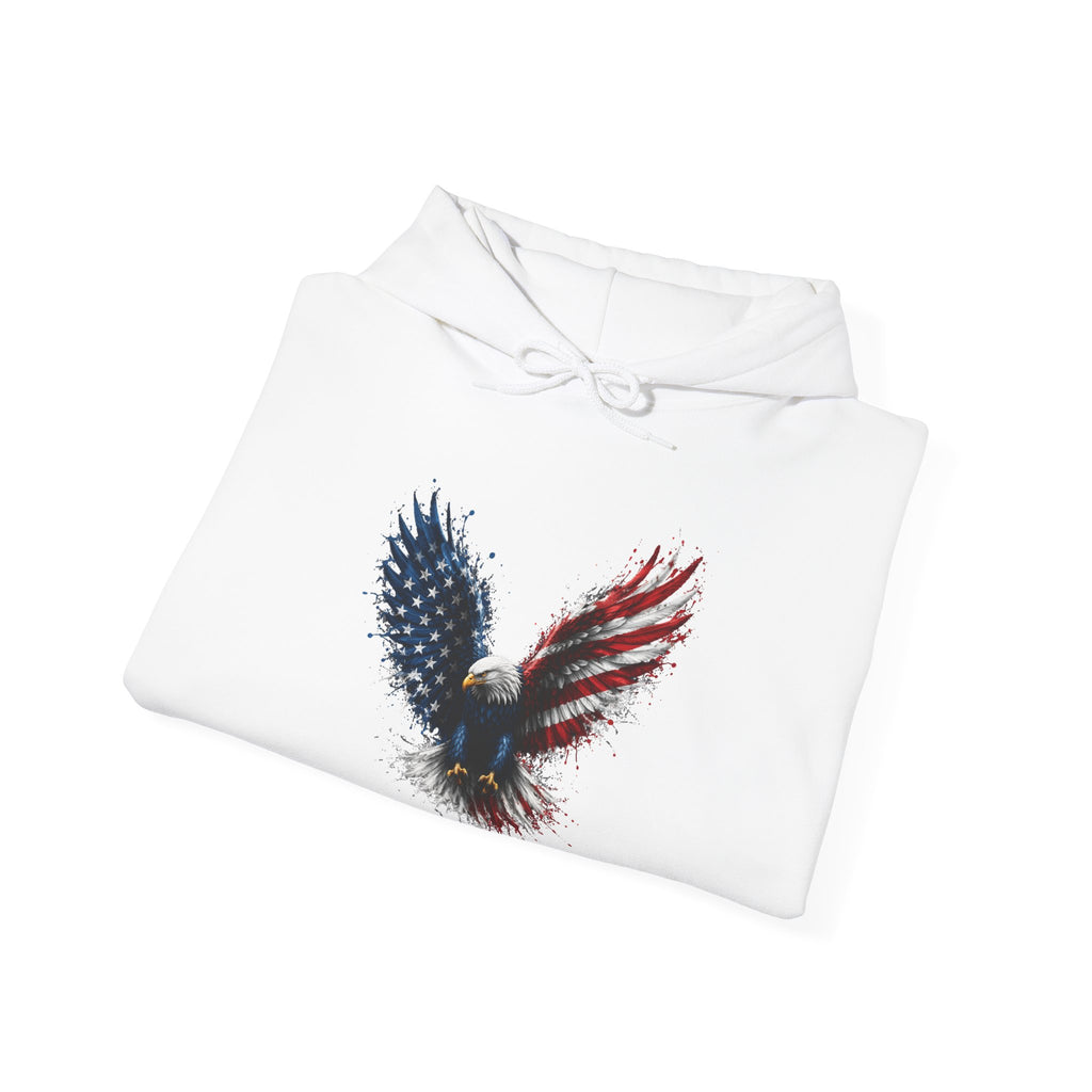 Patriotic American Flag Bald Eagle Graphic - Cozy Hoodie