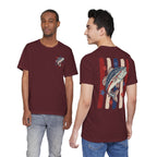 Patriotic Bass Fishing Graphic Tee — Red White & Blue Double-Sided Fishing Shirt | S–3XL