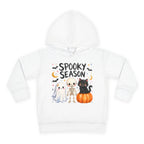 Toddler Hoodie — "Spooky Season" Cute Ghost, Skeleton & Black Cat Halloween Pullover