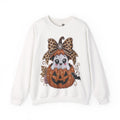 Cute Halloween Pumpkin Leopard Bow Ghost in Jack-O'-Lantern - Pullover Sweatshirt