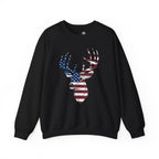 American Flag Deer Head Graphic - Pullover Sweatshirt