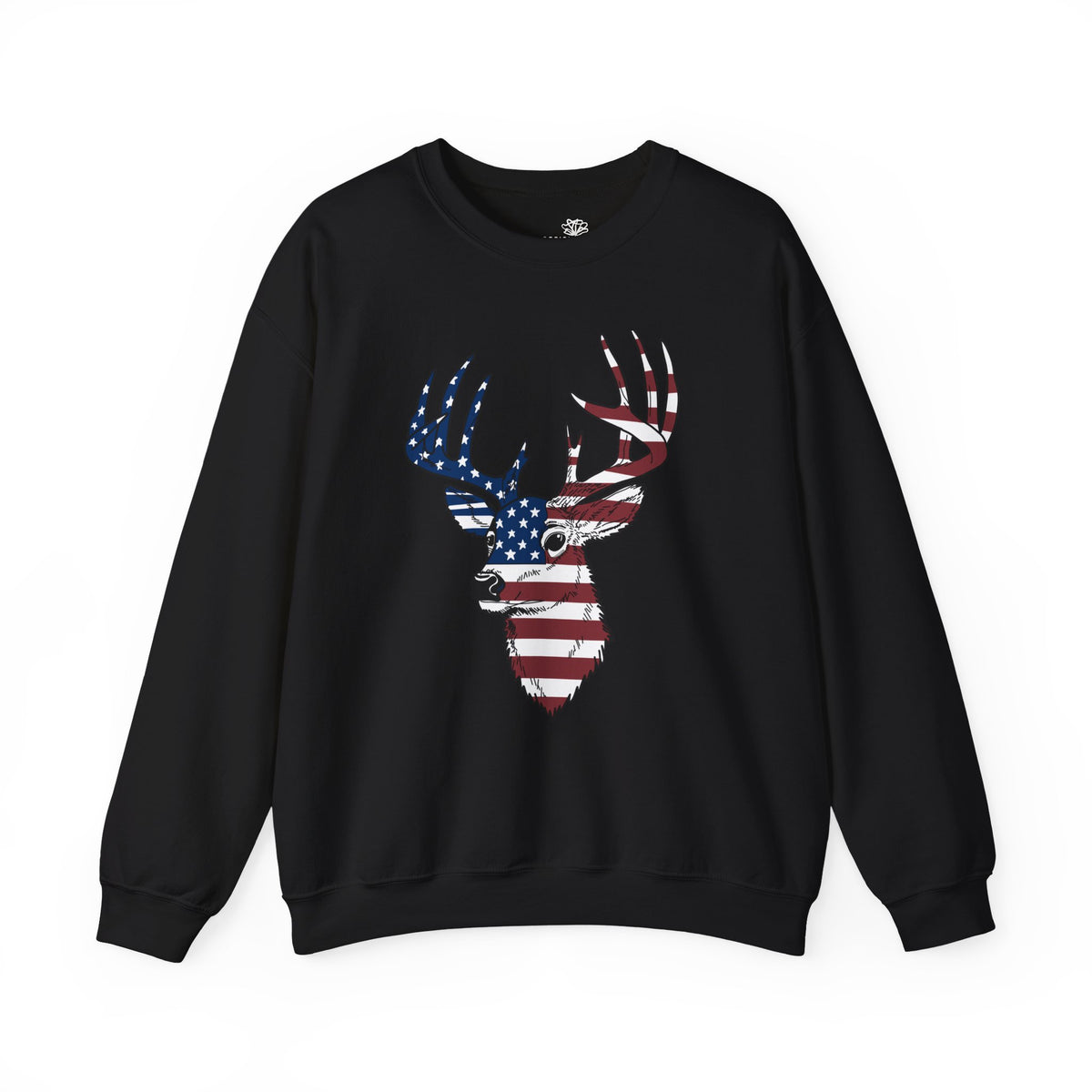 American Flag Deer Head Graphic - Pullover Sweatshirt