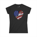 Women's American Flag Heart Tee — Patriotic Fourth of July Shirt