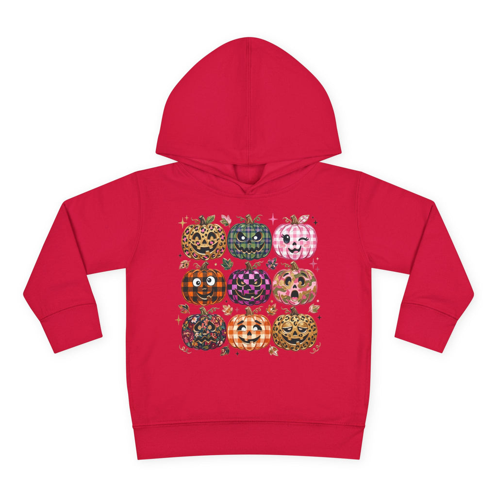 Toddler Halloween Pumpkin Hoodie — Colorful Patterned Jack-O’-Lanterns