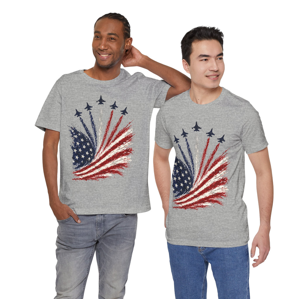 American Flag Jet Flyover T-Shirt — Patriotic 4th of July Tee