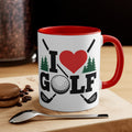 I Love Golf Accent Mug — 11oz Ceramic Coffee Mug | Red or Black
