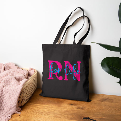 RN for Life — Nurse Canvas Tote Bag | Nursing Gift | 15” x 16”