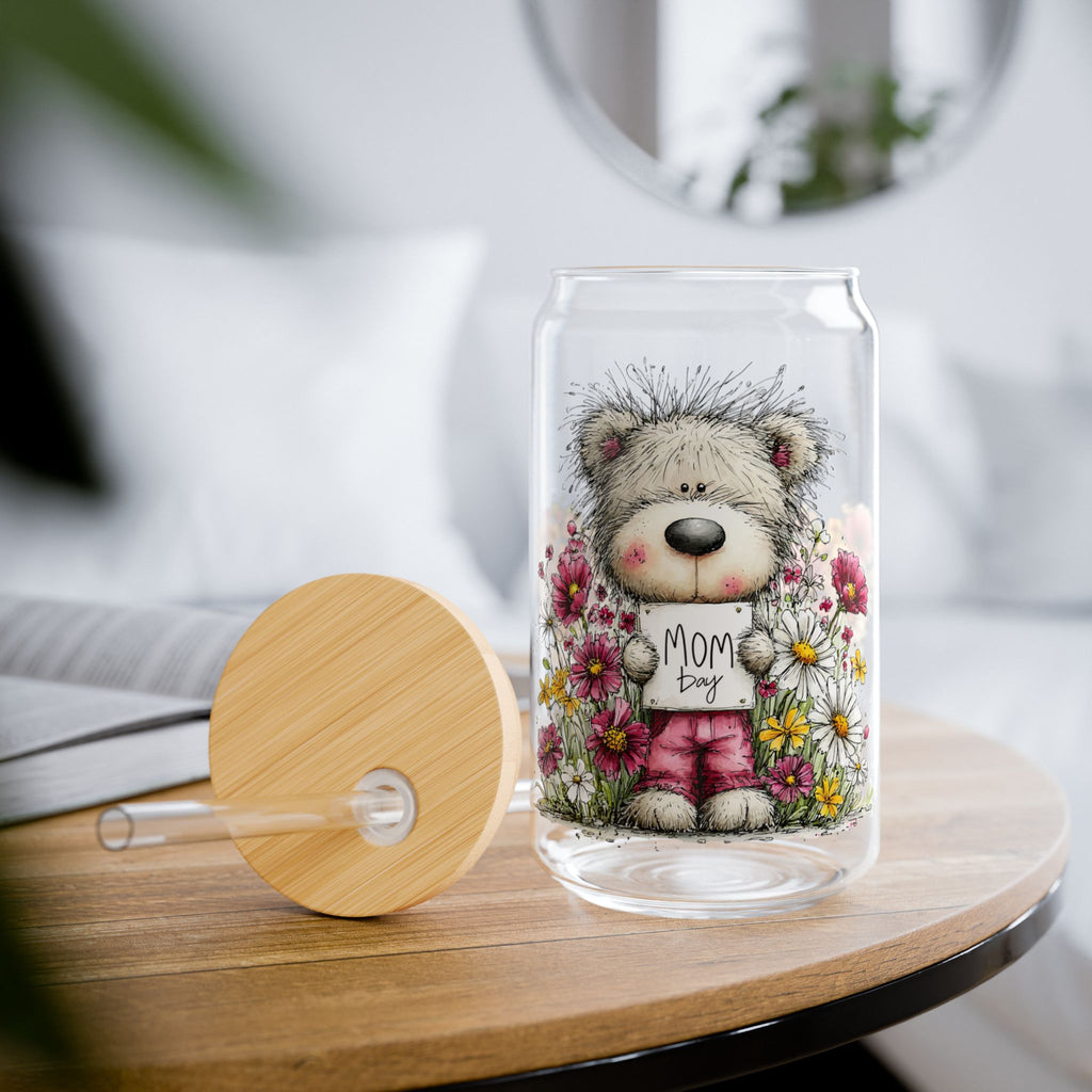 Floral Teddy "Mom Day" 16oz Sipper Glass