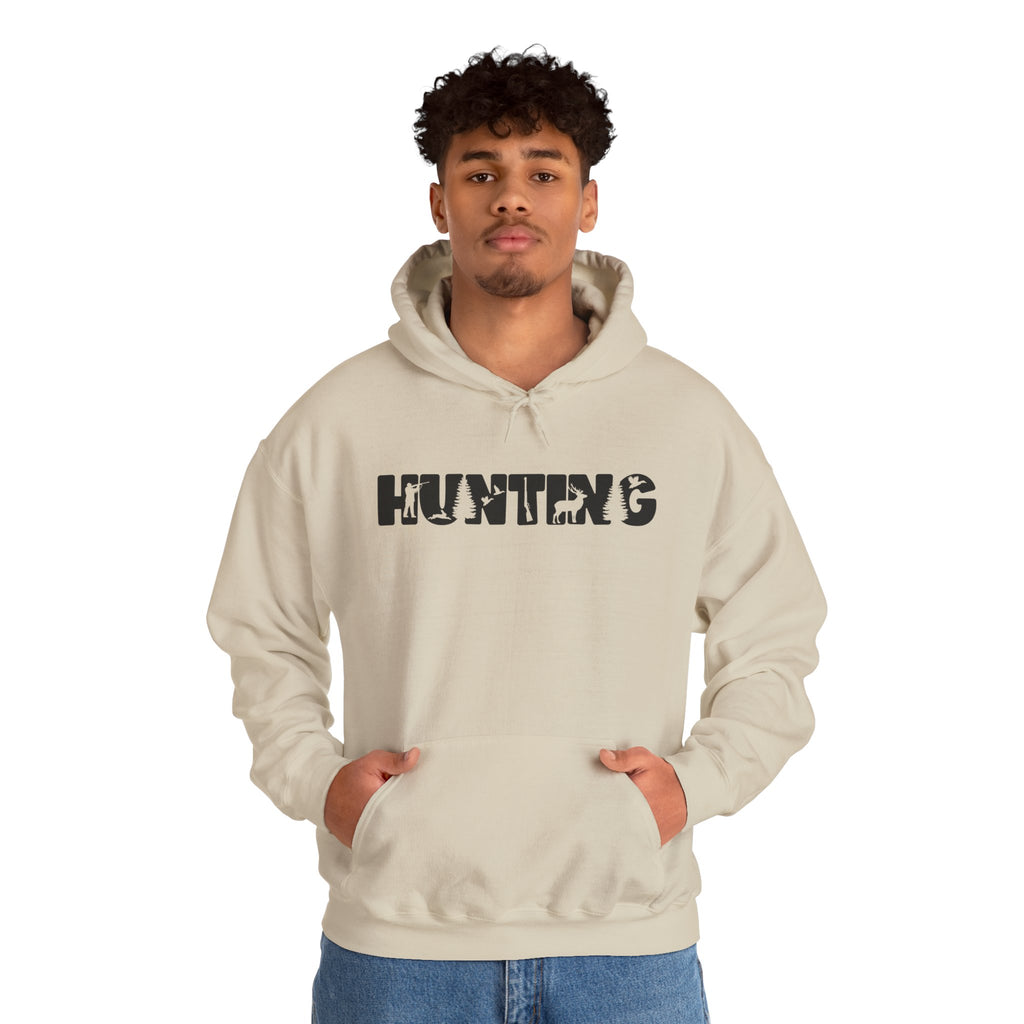 Hunting Camouflage Hoodie — 'HUNTING' Military Stencil Pullover