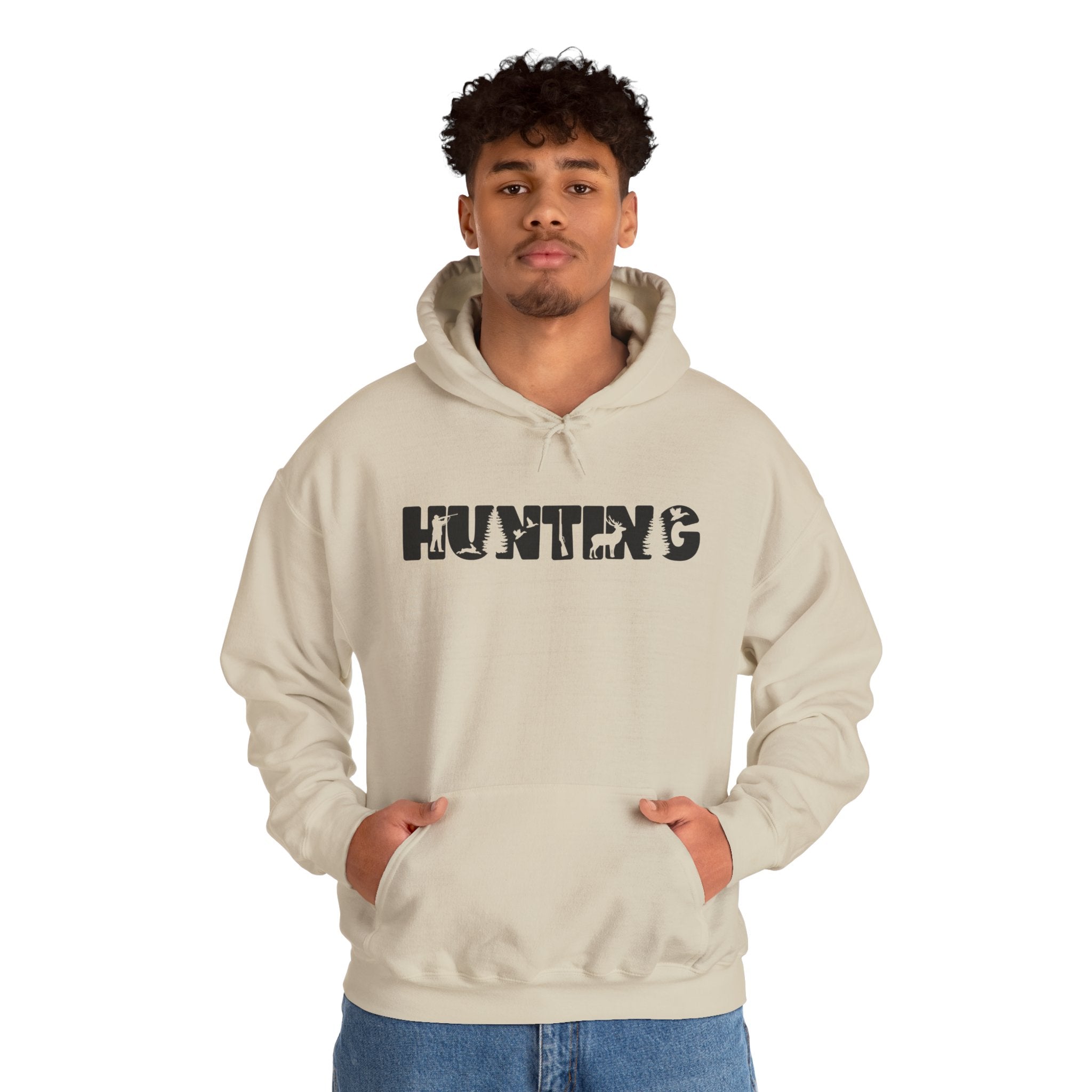 Hunting Camouflage Hoodie — 'HUNTING' Military Stencil Pullover
