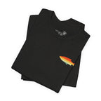 Fish Icon Tee — Small Rainbow Fish Chest Graphic T-Shirt