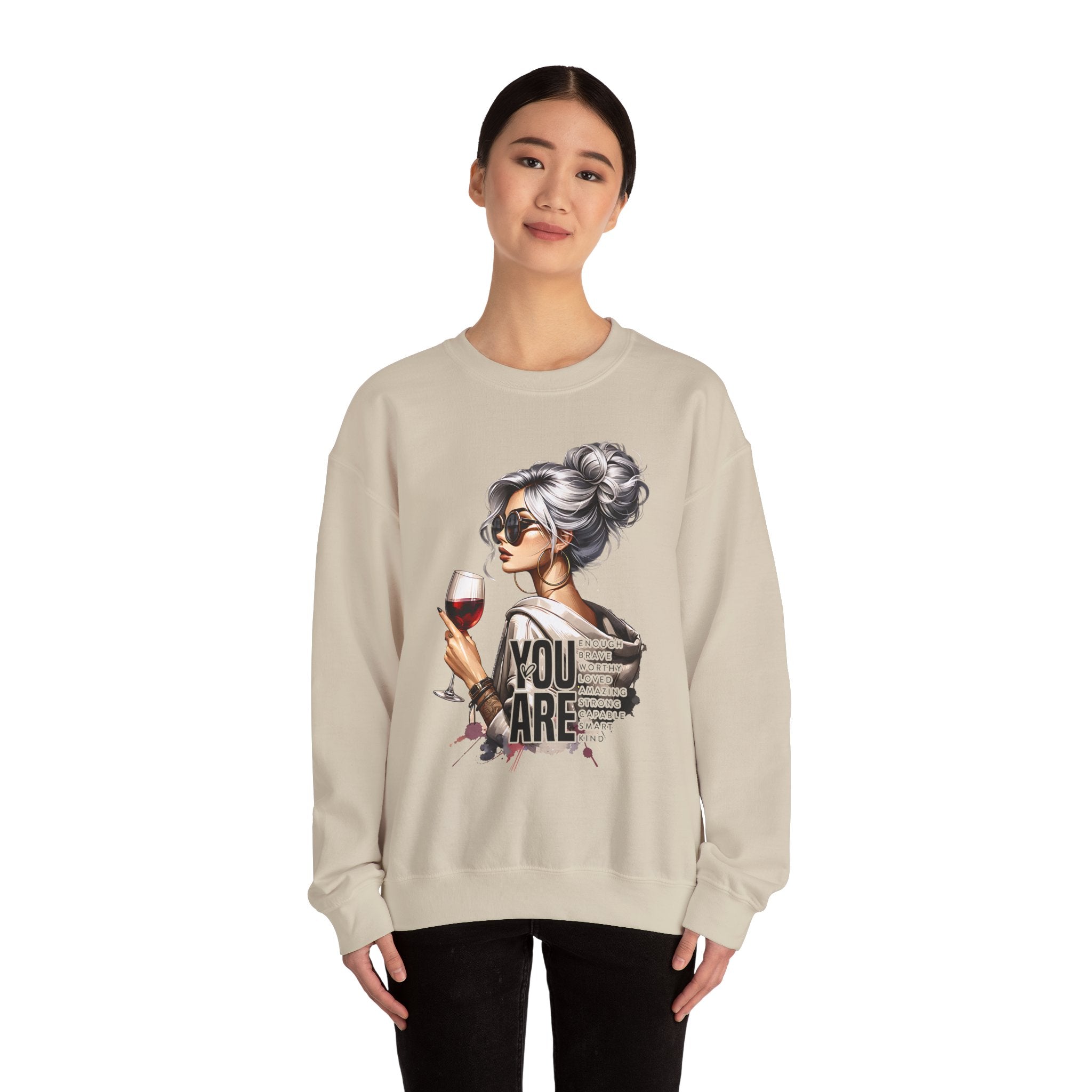 Wine Lover Crewneck Sweatshirt — Chic "You Are" Illustration