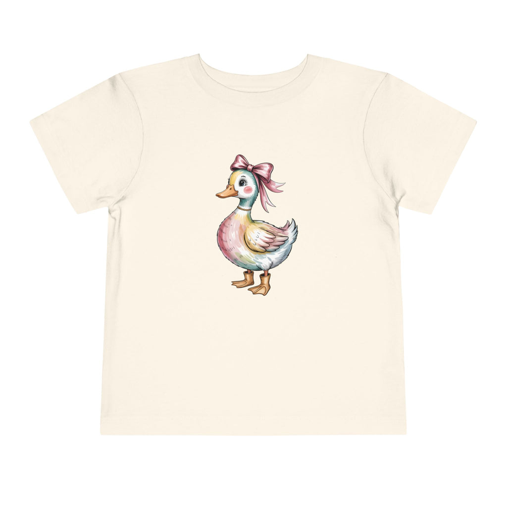Cute Duckling Toddler Tee — Watercolor Duck with Pink Bow