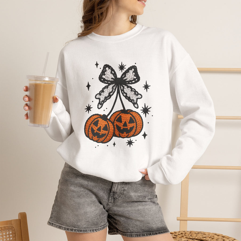 Halloween Jack-O'-Lantern 3D Bow Pumpkins Graphic - Pullover Sweatshirt