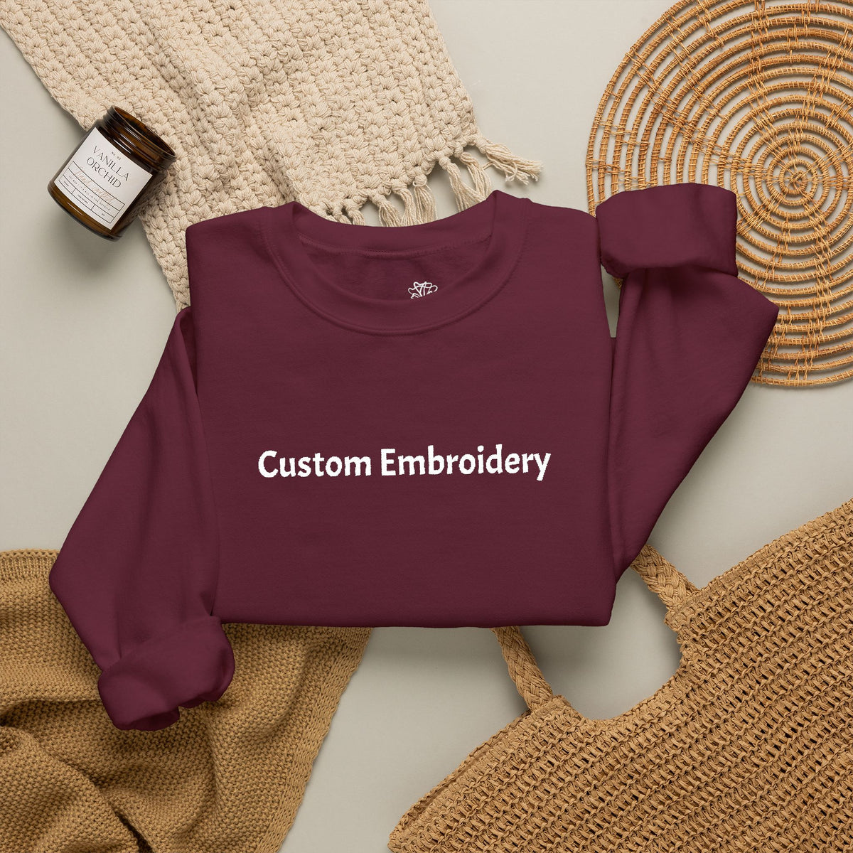 EMBROIDERED Custom Text (Dark Colors/Shades) Pullover Sweatshirts