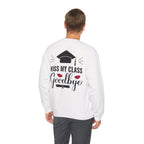Graduation Crewneck Sweatshirt FRONT & BACK— "Kiss My Class Goodbye" Cap & Diploma Design