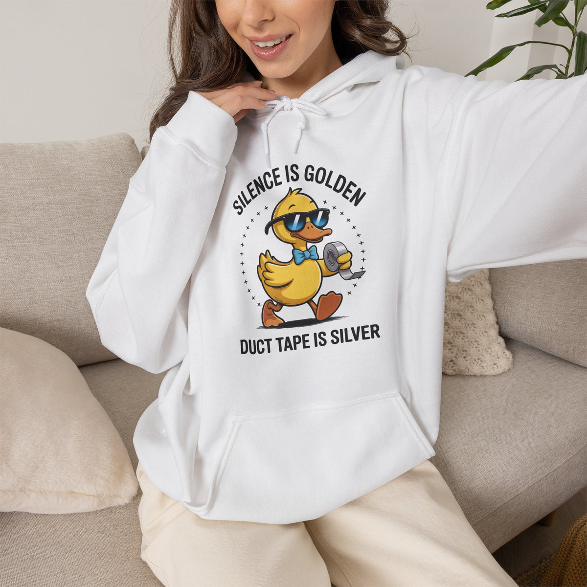 “Silence Is Golden, Duct Tape Is Silver” Funny Graphic - Cozy Hoodie