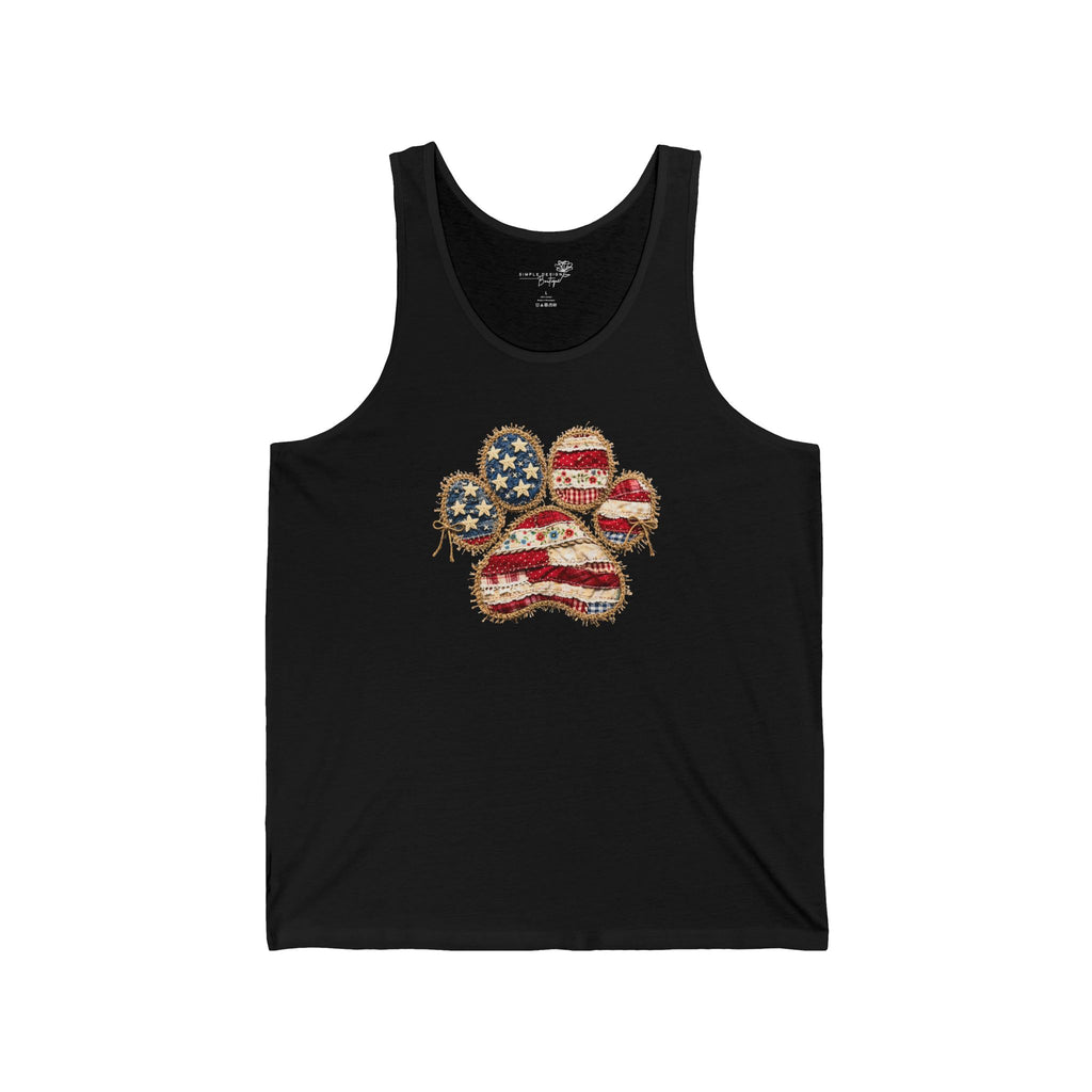American Flag Paw Tank Top — Patriotic Dog Lover Sleeveless Shirt | XS–2XL