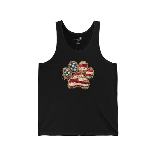 American Flag Paw Tank Top — Patriotic Dog Lover Sleeveless Shirt | XS–2XL
