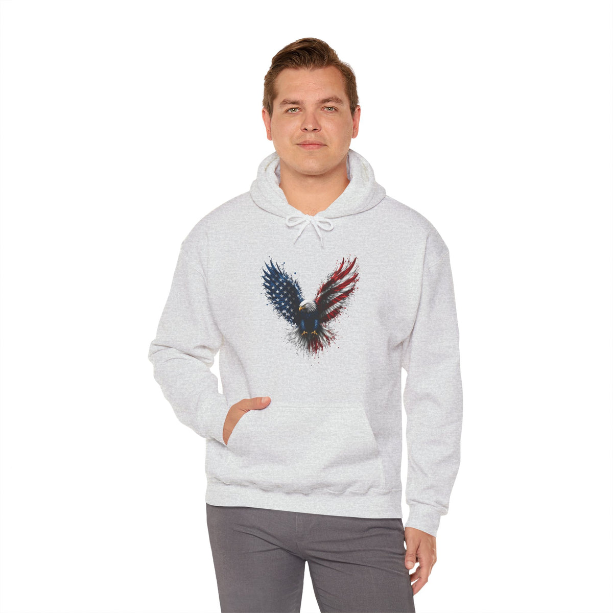 Patriotic American Flag Bald Eagle Graphic - Cozy Hoodie