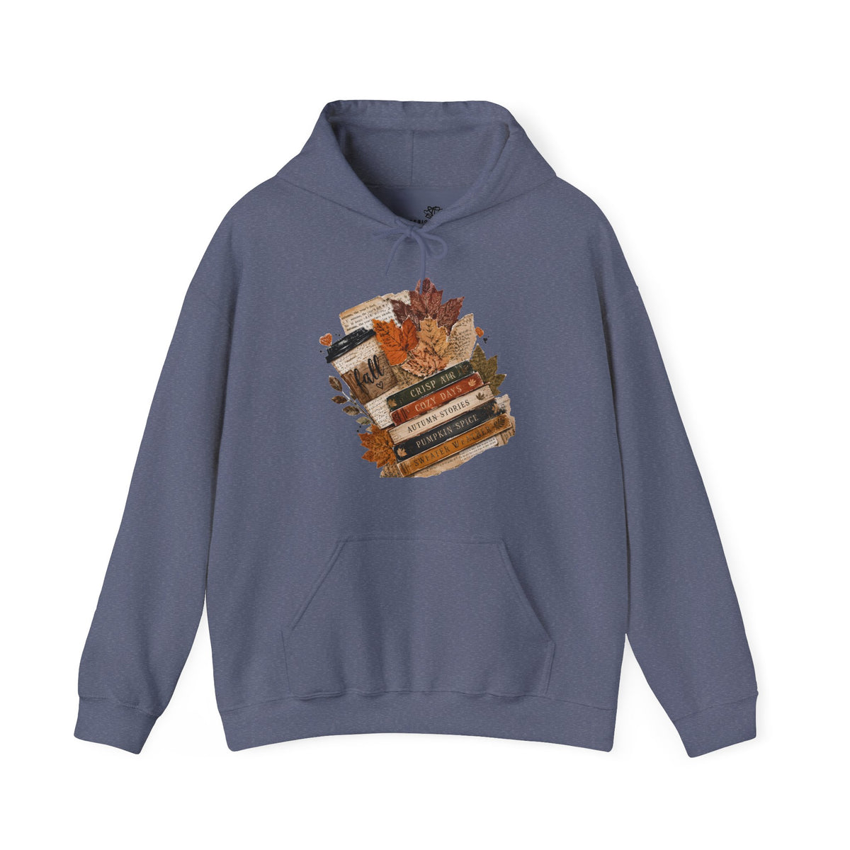 Autumn Bookstack — Cozy Fall Hoodie (Leaves & ‘Read More Books’ Design)