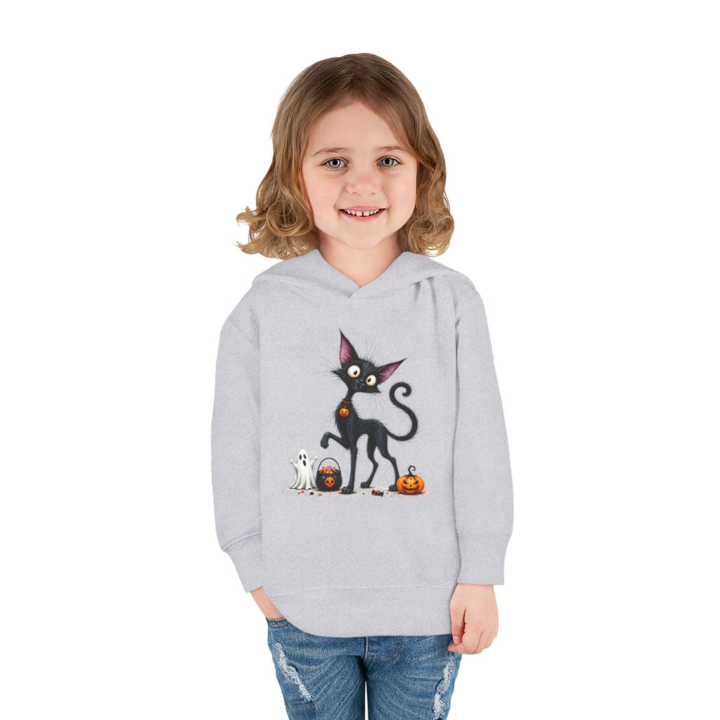 Toddler Halloween Cat Hoodie – Cute Black Kitty with Pumpkins Pullover