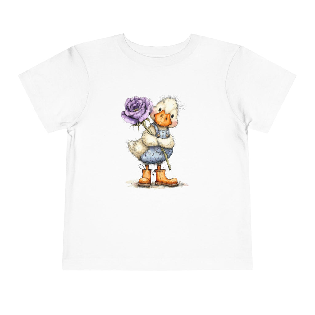 Cute Duckling Toddler Tee - Purple Rose Illustration