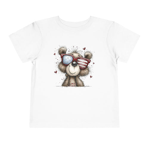 Patriotic Teddy Bear Toddler Tee — 4th of July Kids Shirt | 2T–5T