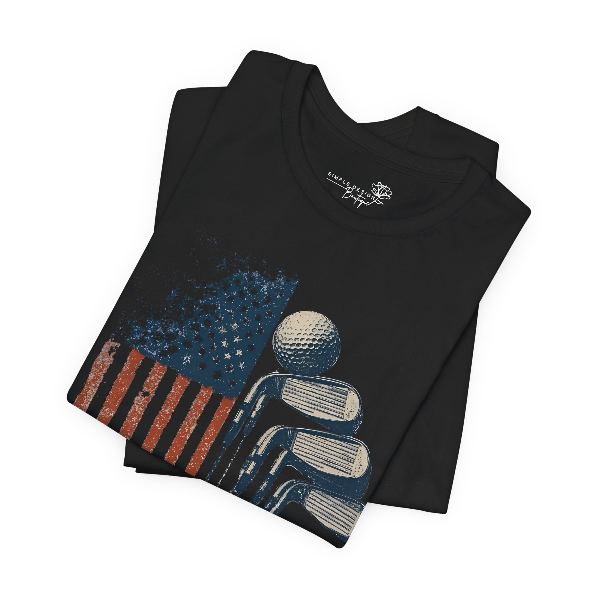 Patriotic Flag Golf Club T-Shirt — American Flag Golfer Tee
